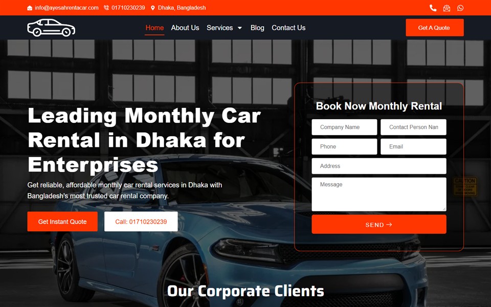 Ayesha Rent A Car website